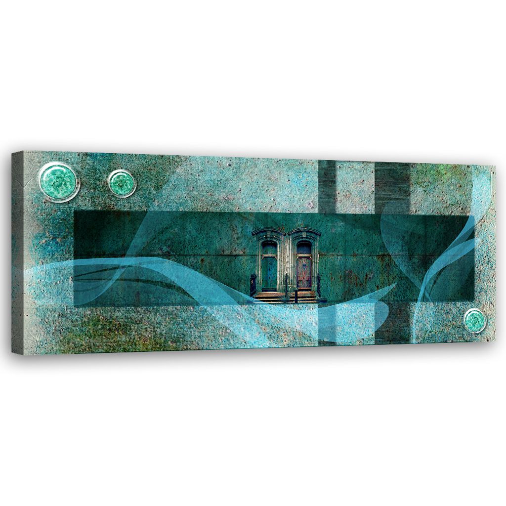 Leinwandbild Türkisfarbene Abstraktion 120x40 Feeby Türkis bild für die wand bereit zum aufhängen