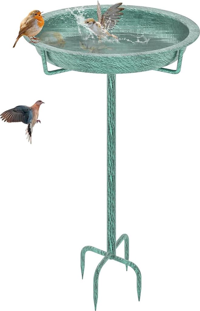 Vogelbad für draußen - metallene Vogelbadewanne mit 4 Zähnen - Basisstaak - Vogel-Futterstation - freistehende Vogel-Futterstellen für den Gart...