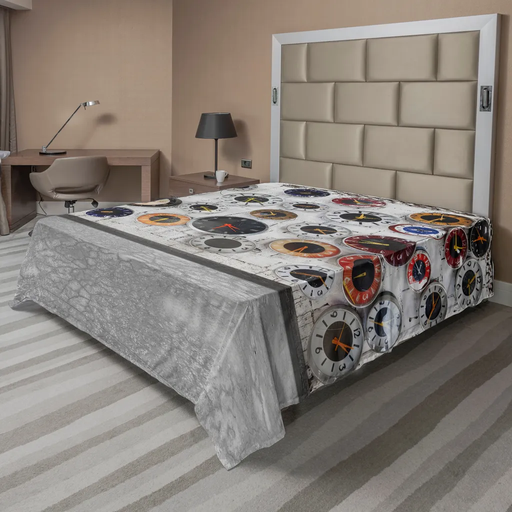 Lenzuolo Sopra ABAKUHAUS Moderno - Motivo Sveglie e Mattoni Grunge