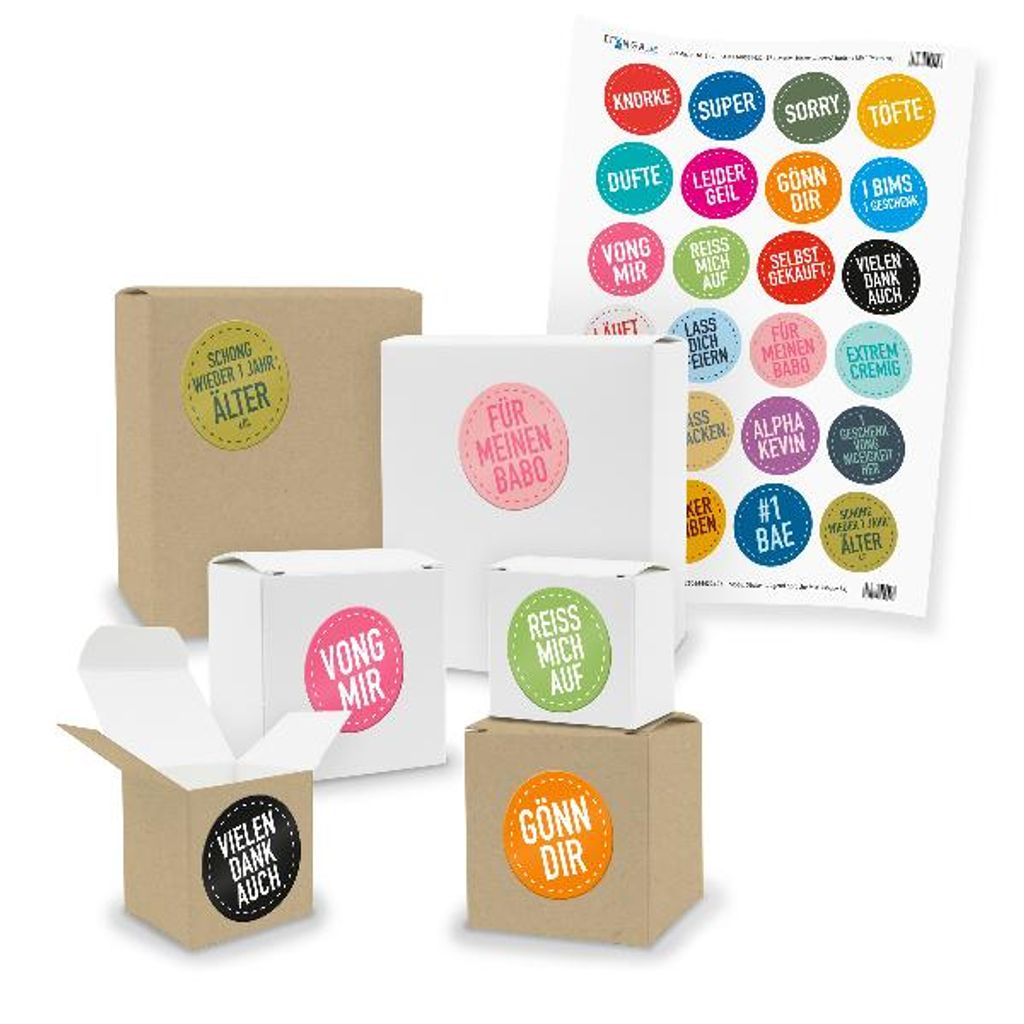 itenga SET Jugend Sprüche Mix (Motiv 84 V03) 24x kleine Geschenkboxen mit Sticke