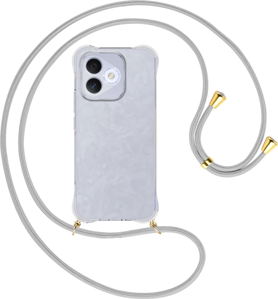 Handykette Backcover-Schutzhülle mit Band (Metall goldfarben) für Honor X60i 5G (China ) - silbergrau