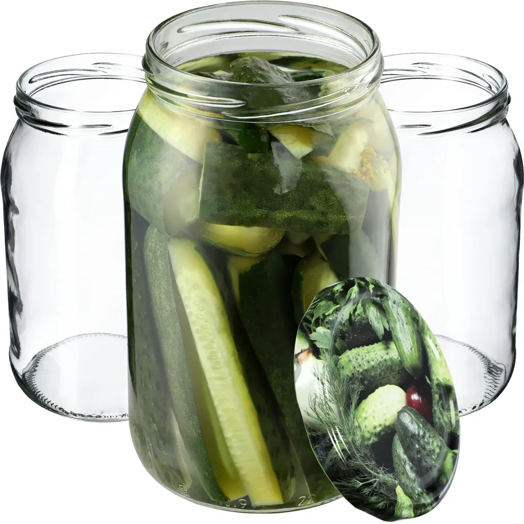 KADAX Barattoli per conserve, 2,5 l, per conserve, fi100 mm, vasetti per conserve, barattoli per conserve, cetrioli, barattoli per conserve, barattoli rotondi (8 pezzi, coperchi bianchi