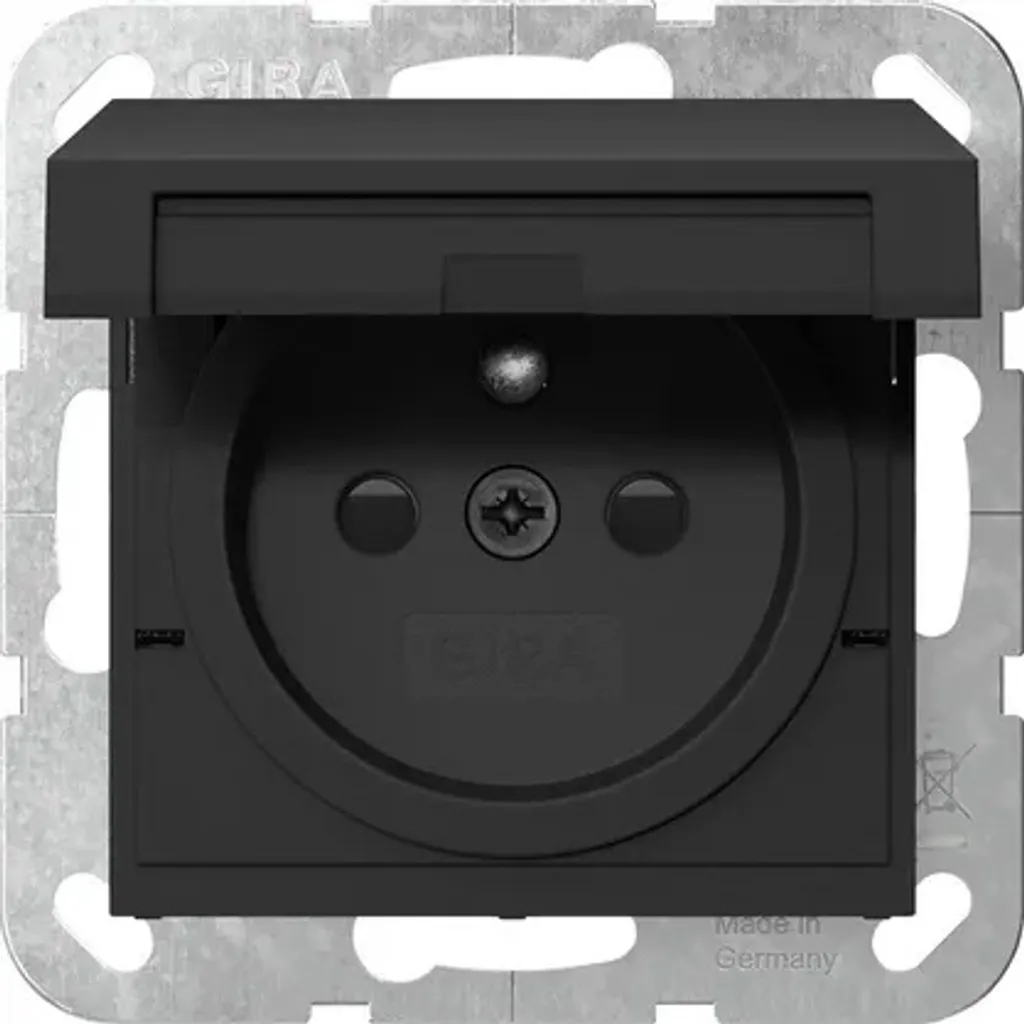 Prise de courant avec terre Gira Système 55 noir mat 4488005