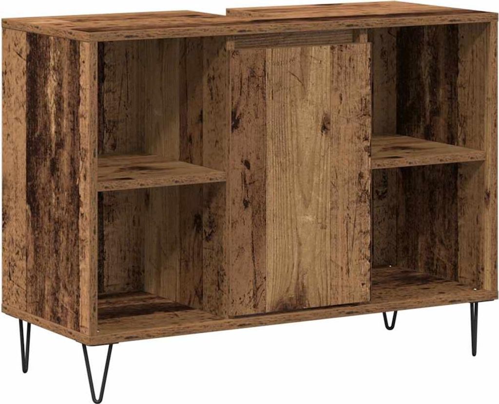 Badezimmerschrank mit Tür Altholz 80 x 33 x 60 cm Holzwerkstoff