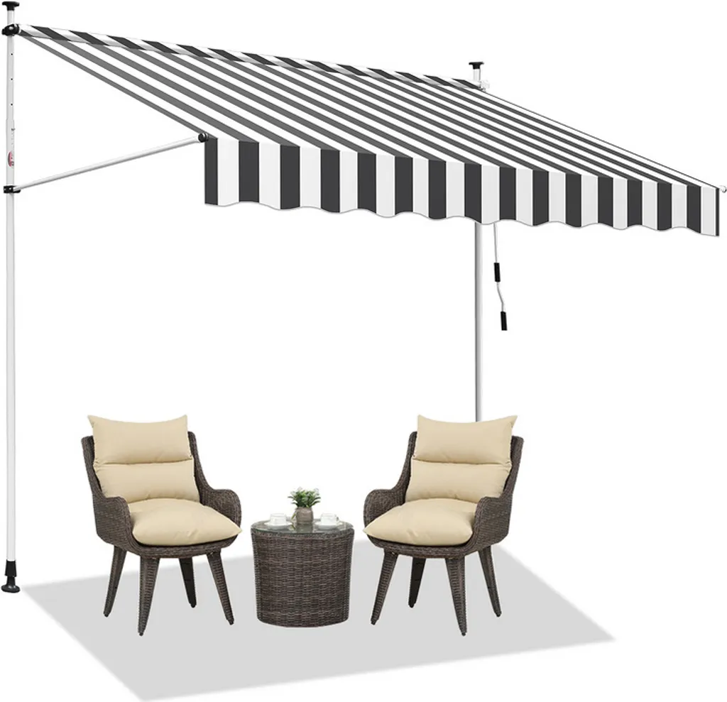 Tenda da Sole per Balcone Senza Buchi 250cm TolleTour Grigio Bianco