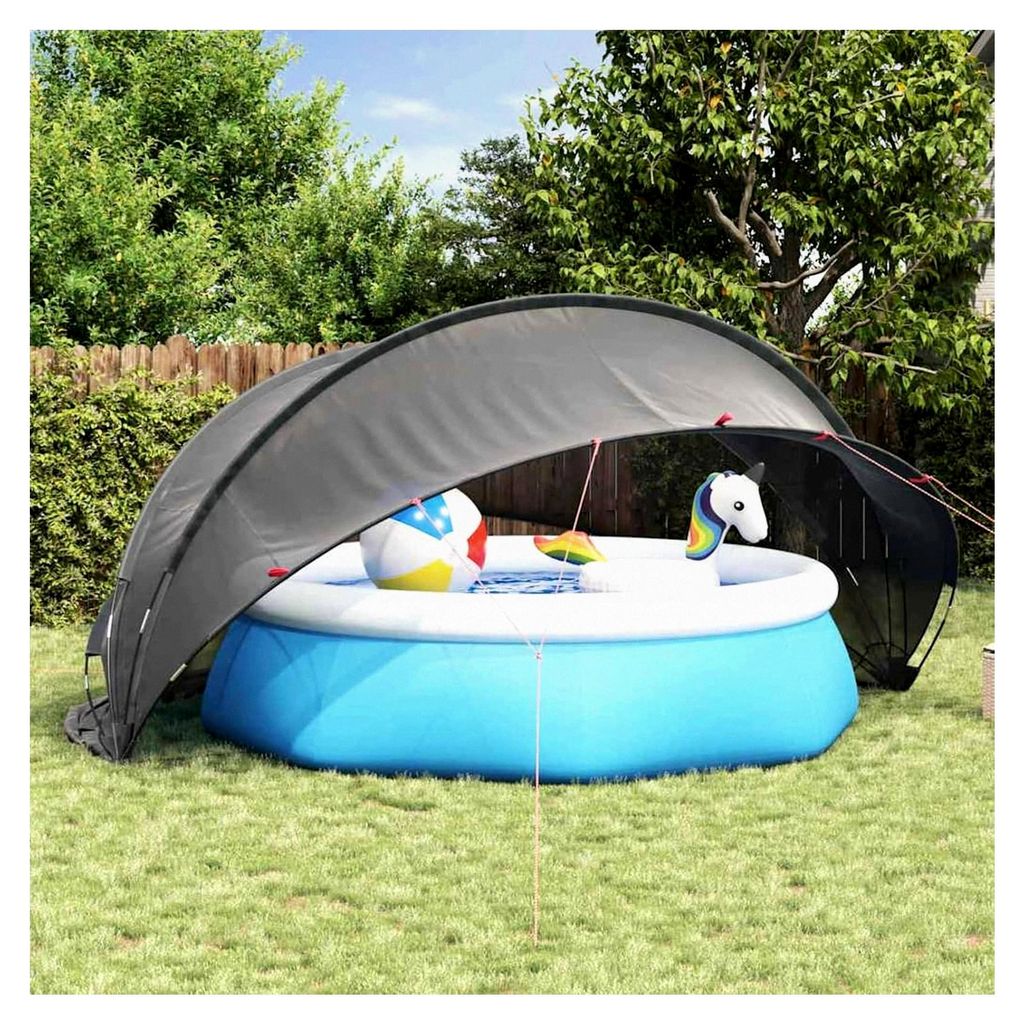 Pool-Dome Schwarz 472 x 460 x 229 cm faltbar, wasserfest und UV-beständig für Gärten und Terrassen