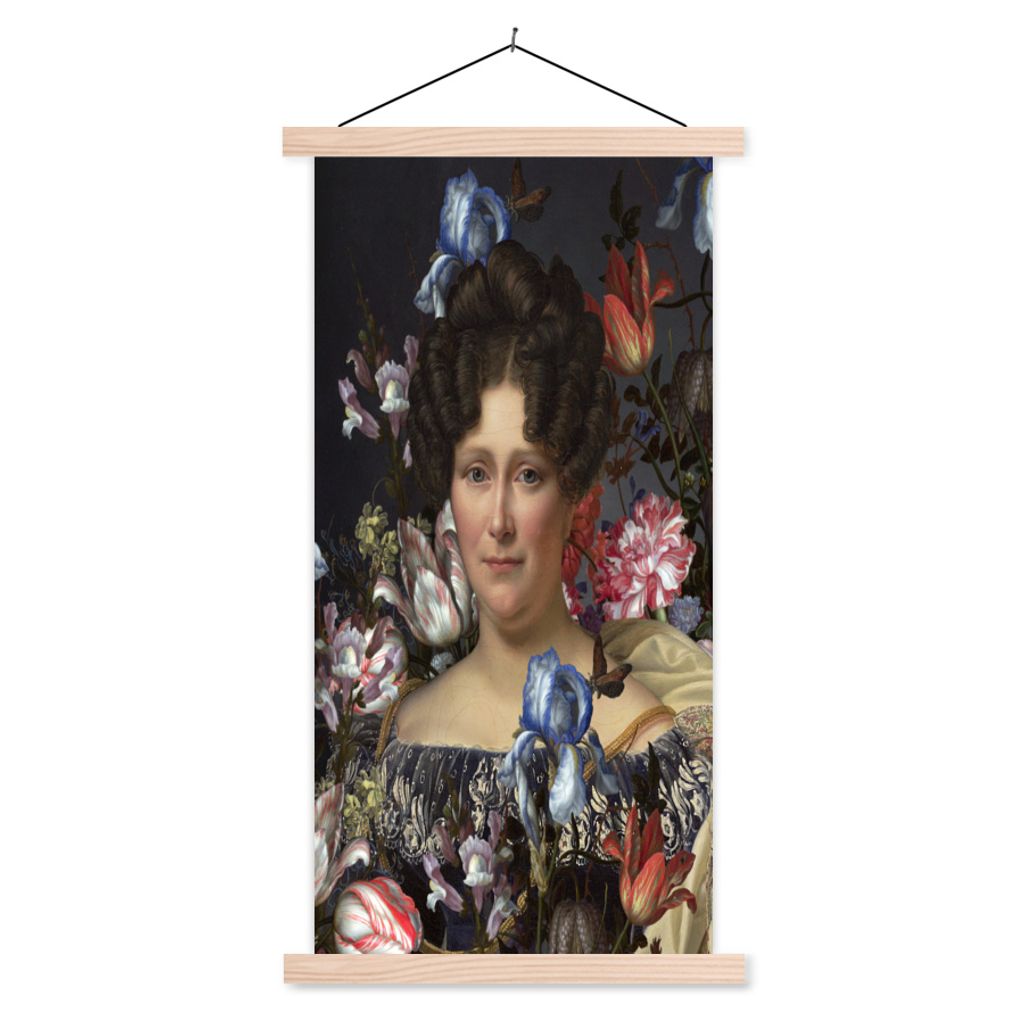 MuchoWow Textilposter Kunst - Blumen - Dubois Drahonet 40x80 cm mit holzfarbenen Rahmen - Wohnzimmer