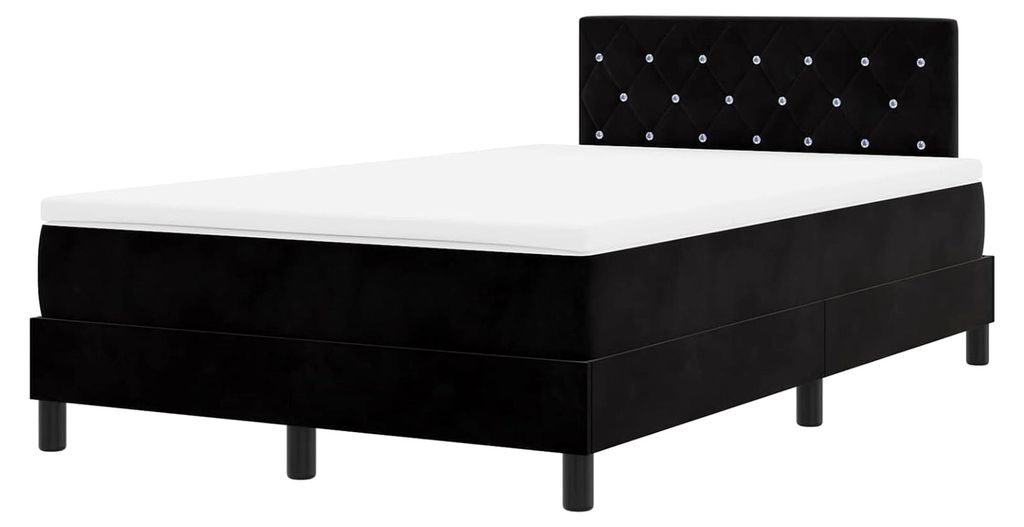 Boxspringbett mit Matratze Schwarz 120x200 cm Samt Gästebett Familienbett