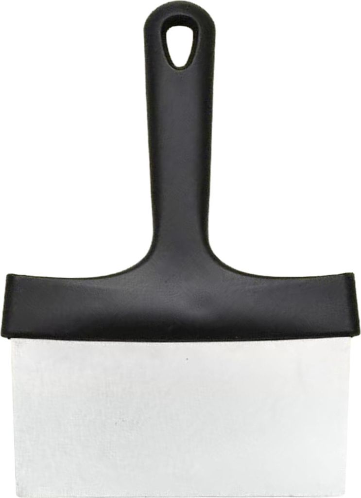 Edelstahl-Bratpfannenschaber mit Griff BBQ-Reinigungsschaufel Flache Oberseite Grillschaber Outdoor-Grillwender