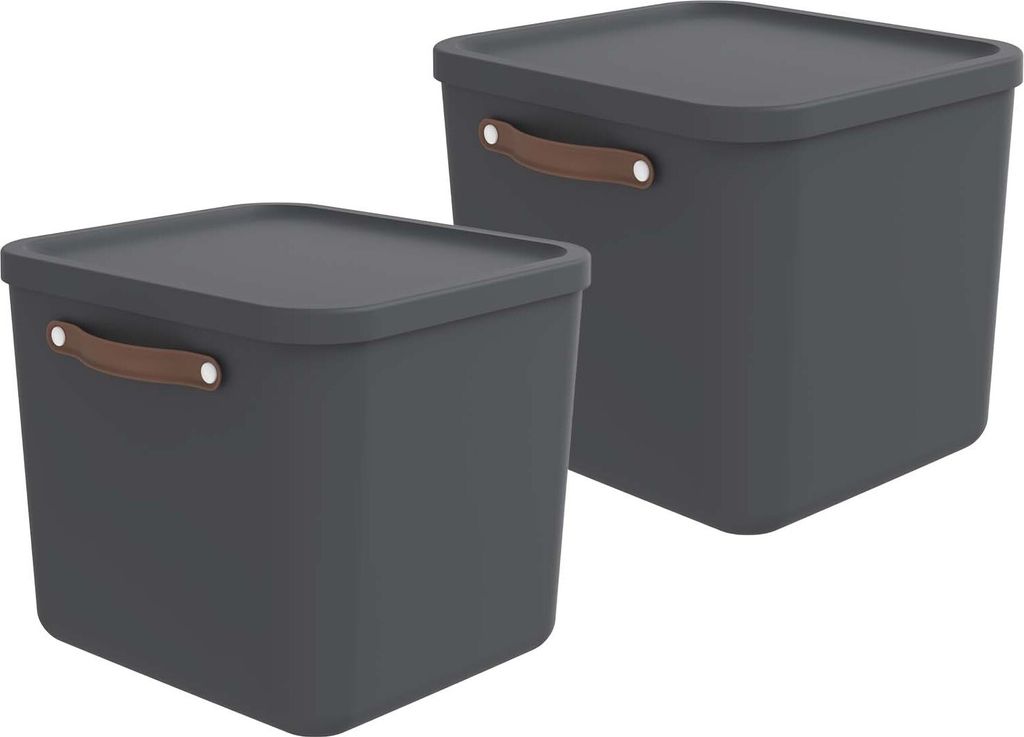 Rotho 2er-Set Aufbewahrungsbox 40L Maloja - Kunststoffbox mit Deckel - Stapelbox 39,5 x 38,0 x 34,0 cm - Plastikbox Ordnungsbox Allzweckkiste
