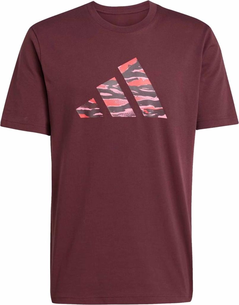 Adidas Camo T-Shirt in Aurora Ruby mit Rundhalsausschnitt und Normaler Passform