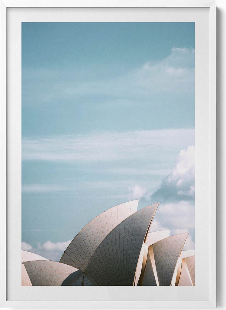 Sydney Australien Minimalismus– Wandbild mit Rahmen – Gerahmtes Bild – Wanddekoration – 70x100 cm – Weiß Rahmen