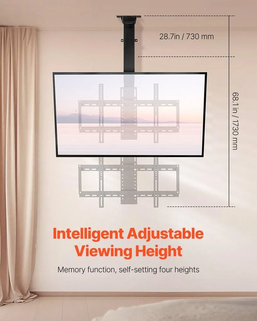 Support TV motorisé plafond 32-55 pouces réglable avec télécommande RF - 2