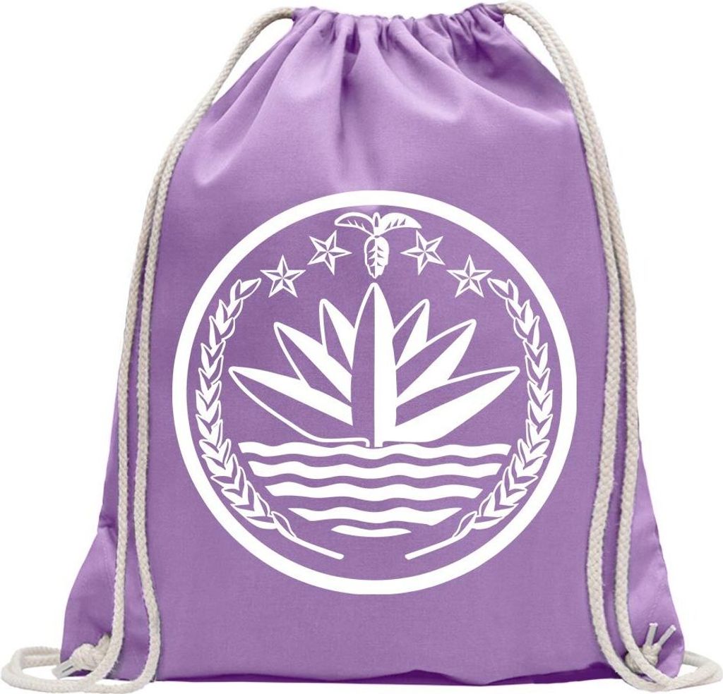 Kiwistar - Turnbeutel - lavendel - Bangladesch Wappen - Fun Rucksack Sport Beutel Gymsack Baumwolle mit Ziehgurt