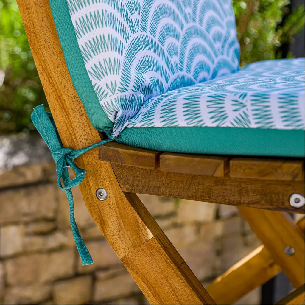 Coussin de Chaise à Motif Éventails Verts 95x40 cm - Ensemble de 4