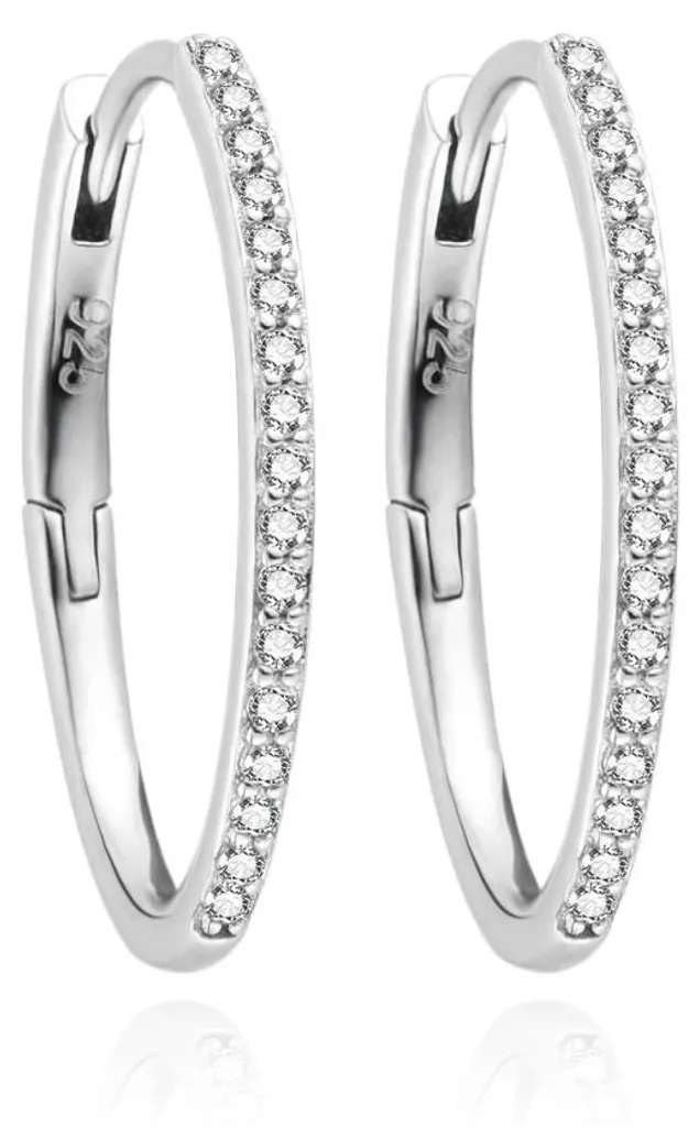 Boucles d'oreilles ovales argent anti-allergie zircons brillants