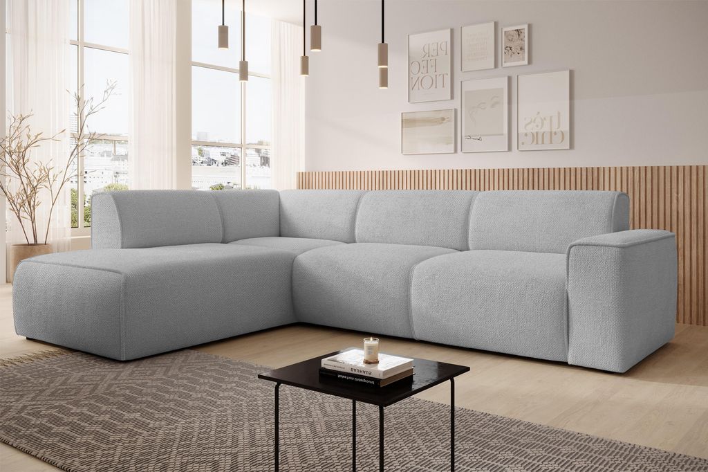 AX LIVING Canapé forme L Didim L Gris clair - 292 cm, Image du produit 