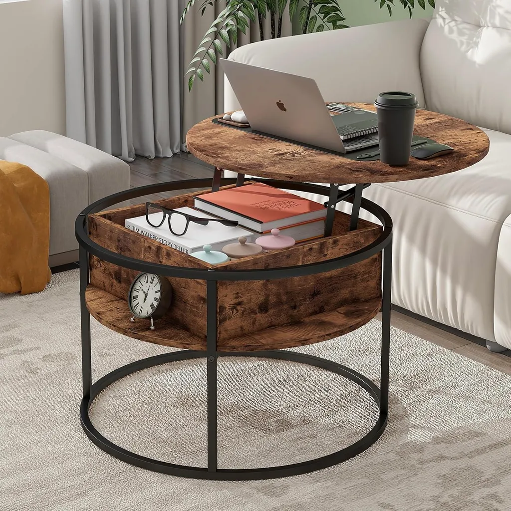 Optimisez votre petit salon avec cette table ronde à rangement intégré