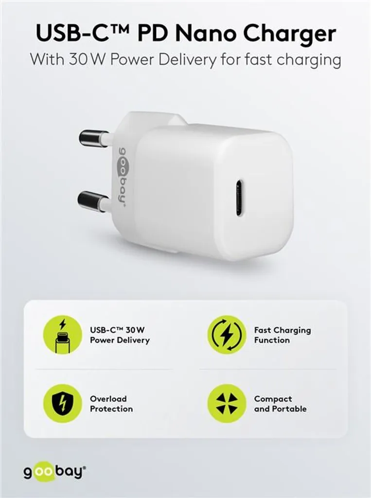 Chargeur rapide iPhone 12 avec câble USB-C vers Lightning 30W blanc