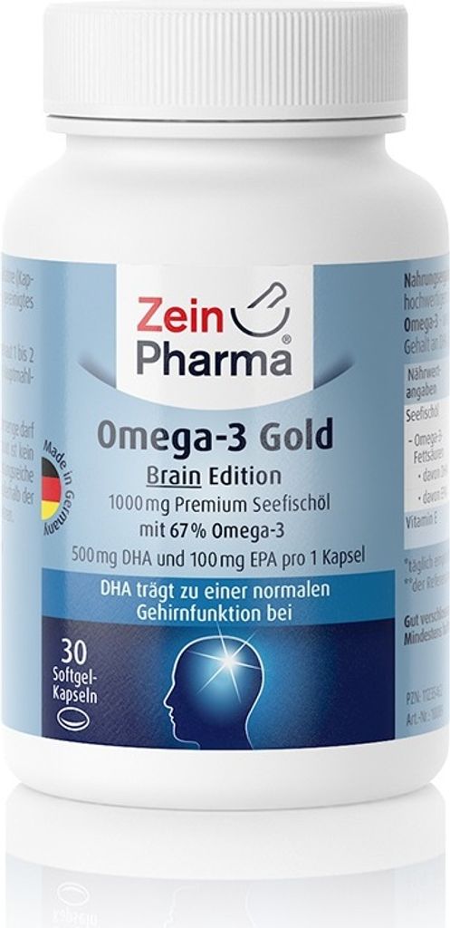 Zein Pharma - Omega 3 Gold, Gehirn Edition, 1000mg, 30 Produktbild 