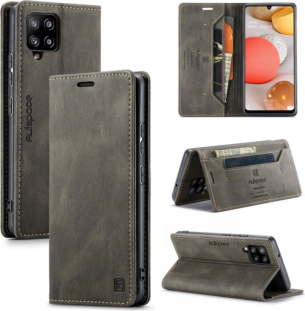 Samsung Galaxy A42 5G Brieftasche Hülle, Retro Kunstledertasche Stand Schutzhülle für Samsung Galaxy A42 5G Kupfer