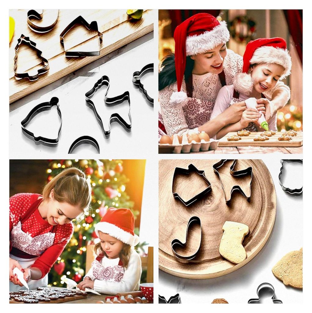 12 Stück Ausstechformen Set Weihnachten, Plätzchen Ausstecher aus Edelstahl für Kekse und Fondant