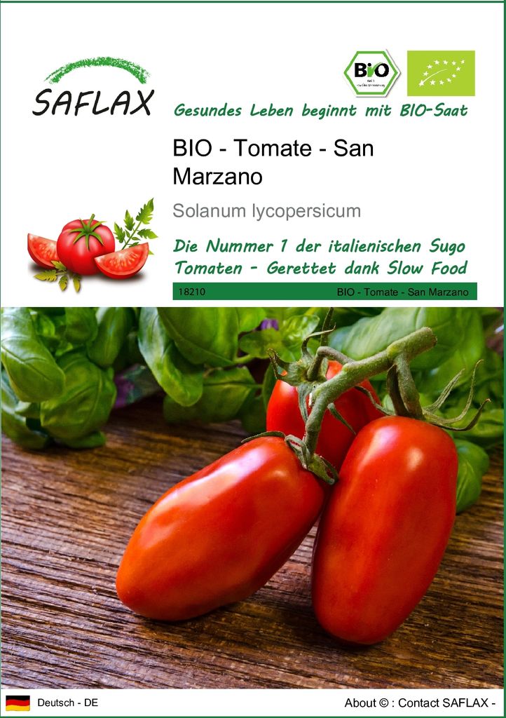 SAFLAX - BIO - Tomate - San Marzano - 15 Samen - Solanum lycopersicum