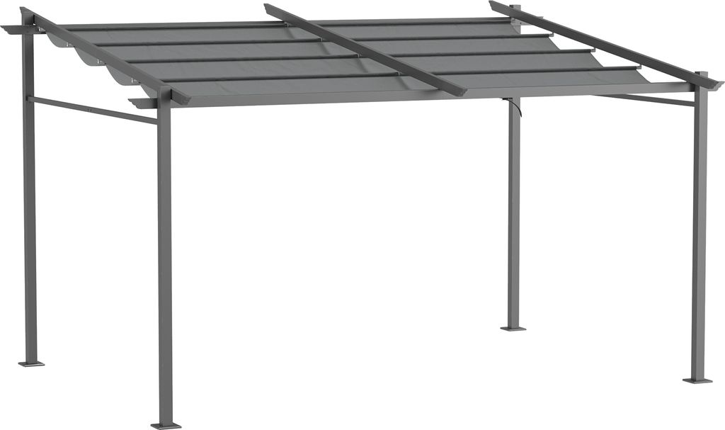 Outsunny Terrassendach Pergola ca. 4x3m Terrassendachung Garten Pavillon Aluminium, Wandmontage, Gartenpavillon mit Verstellbares Dach, UV Schutz, ...