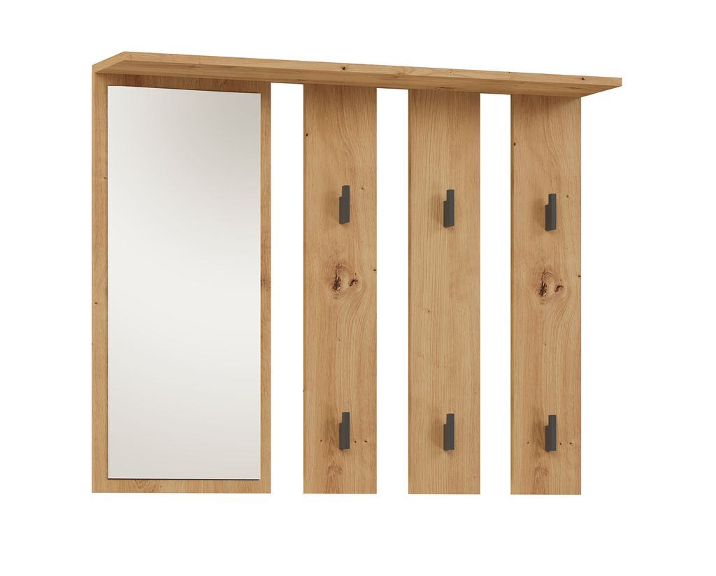 Wieszak Parma z lustrem i półkami 100 x 15 x 81,5 cm dąb Obrázek produktu 