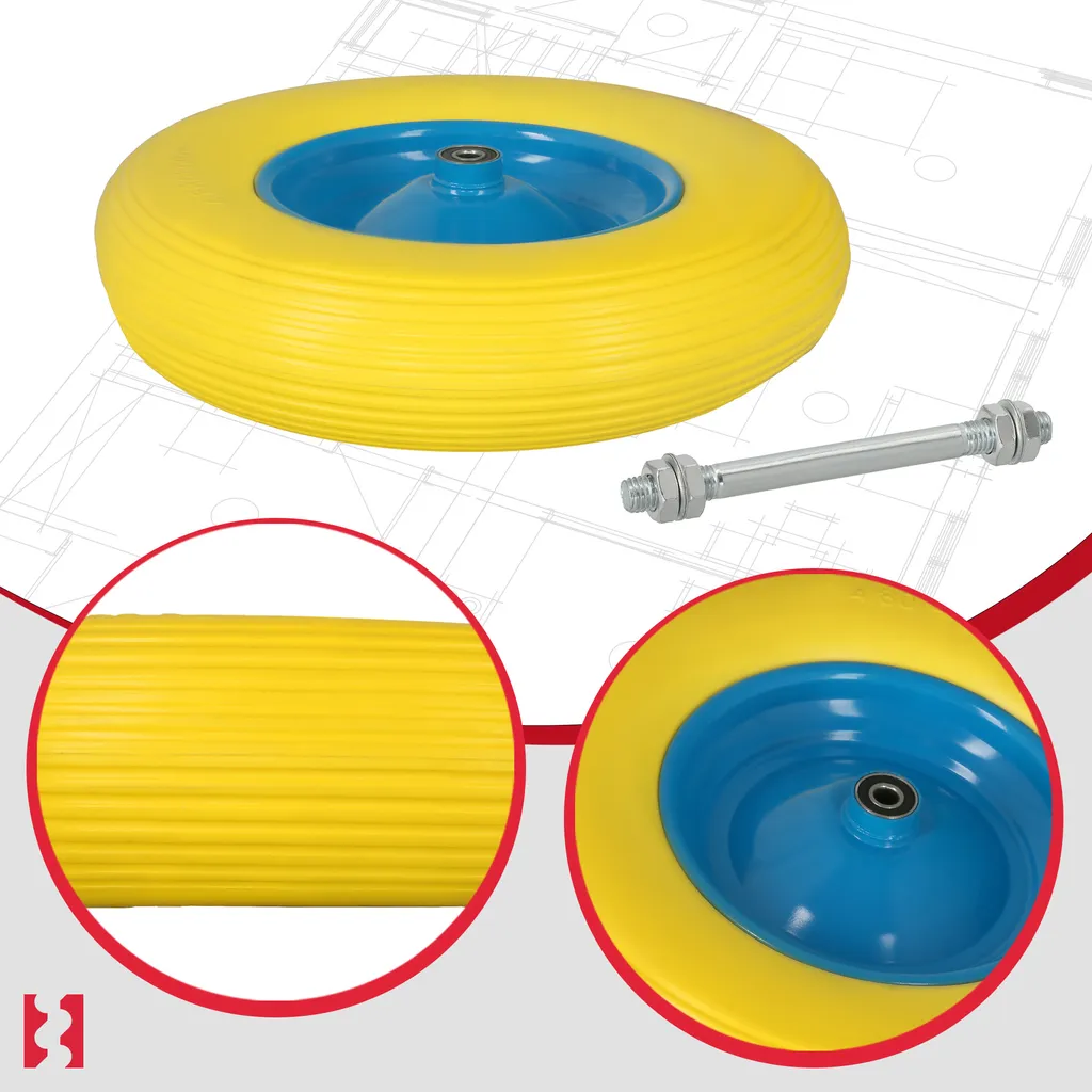 Roue de brouette polyuréthane KOTARBAU Ø 390mm increvable avec axe - 7