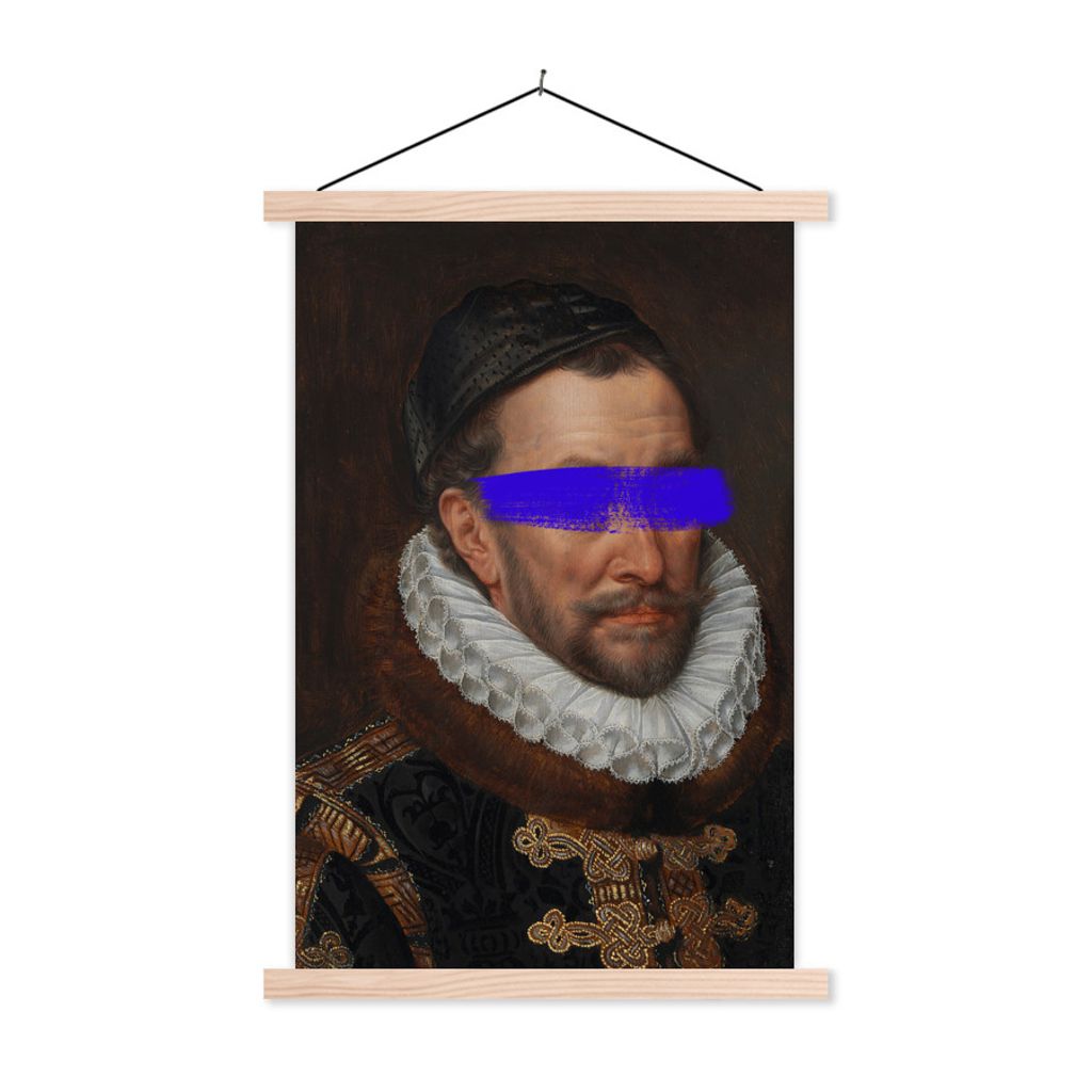 MuchoWow Textilposter Wilhelm von Oranien - Adriaen Thomasz - Blau 40x60 cm mit holzfarbenen Rahmen - Poster