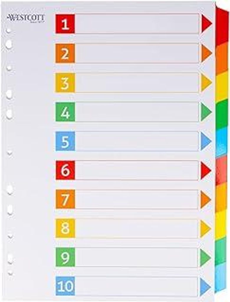 Register für Ordner A4 | Trennblätter für Din A4 Ordner | 10 beschriftbare Tabs in 5 Farben als Ordner Organizer | Robuste 160g/m² mit Euroloch...
