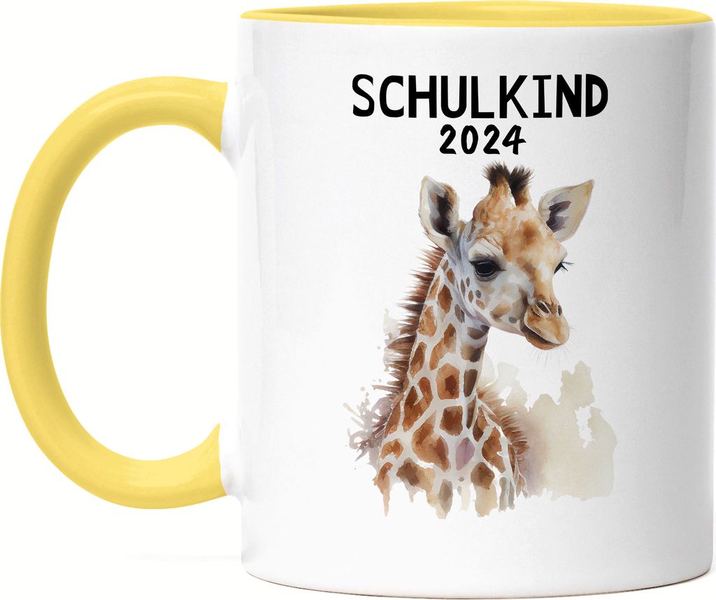 Schulkind 2024 Giraffe Tasse Gelb Erstklässler Einschulung Tochter Neffe Nichte Schulanfang Schuleinführung