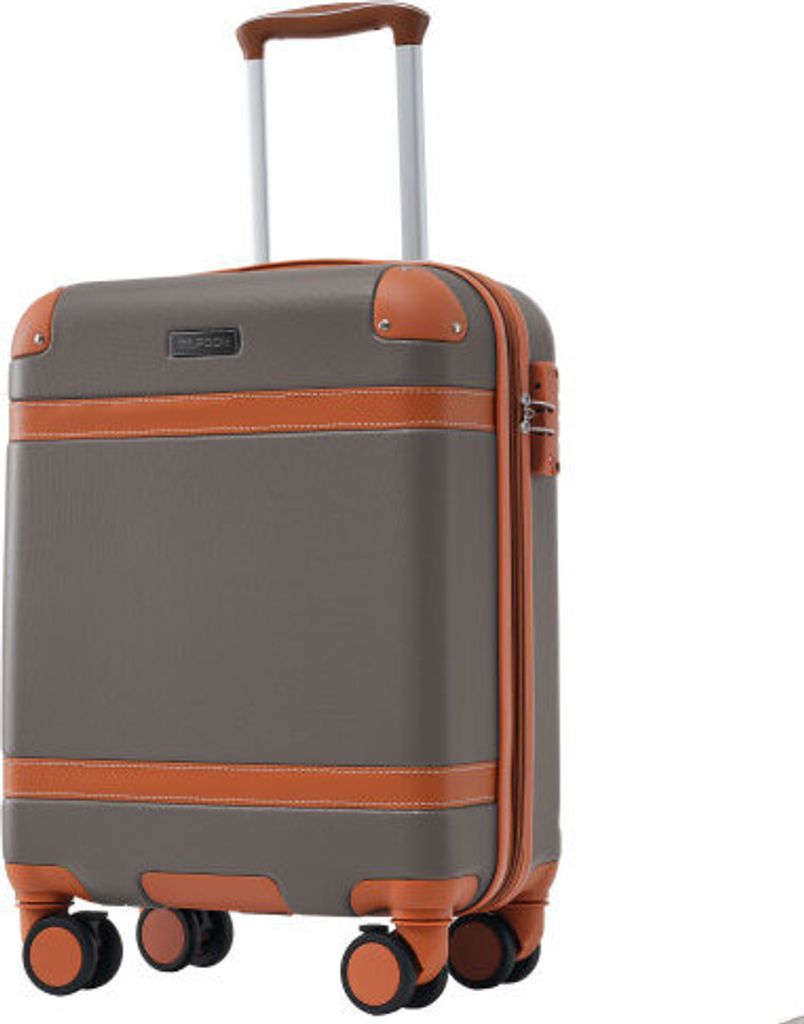 AIORBER Koffer, Hartschale, 20 Zoll, Trolleykoffer,druck- und abriebfest, ABS-Material, TSA-Zollschloss, 56x38,5x23,5cm,Braun
