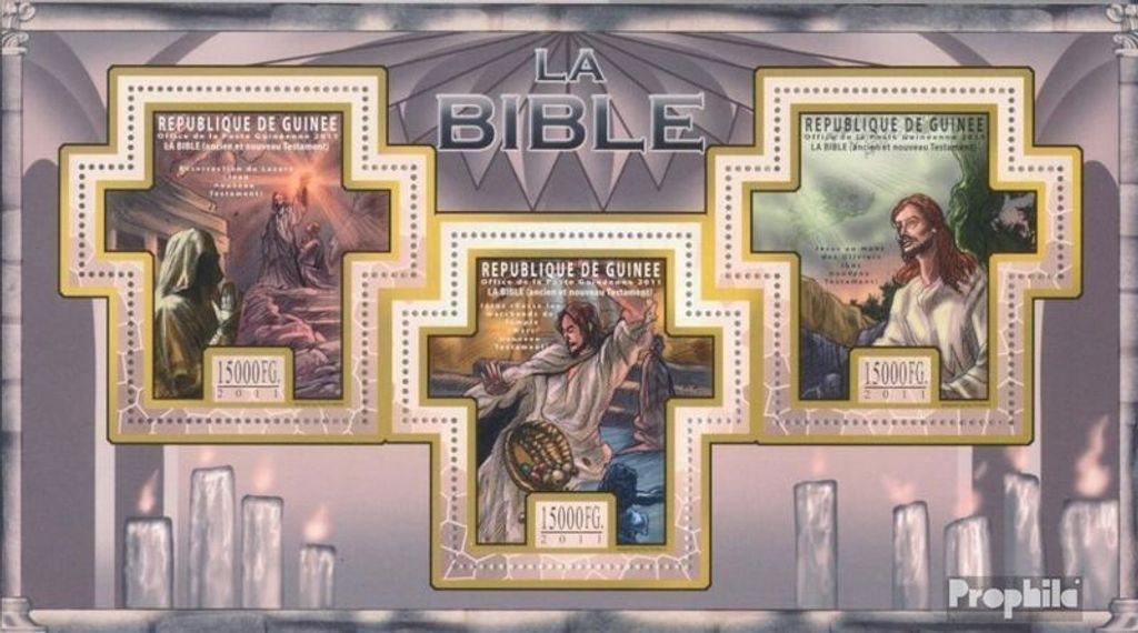 Briefmarken Guinea 2011 Mi 8508-8510 Kleinbogen (kompl. Ausgabe) postfrisch Die Bibel, Altes und Neues Testament