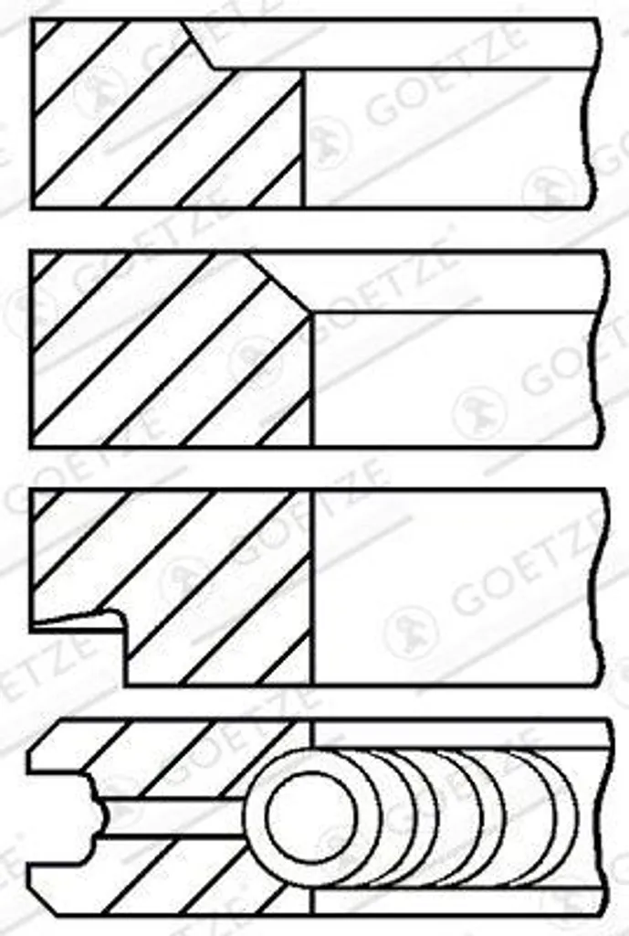 Segments de piston haute étanchéité 08-347100-10 Goetze pour Transit
