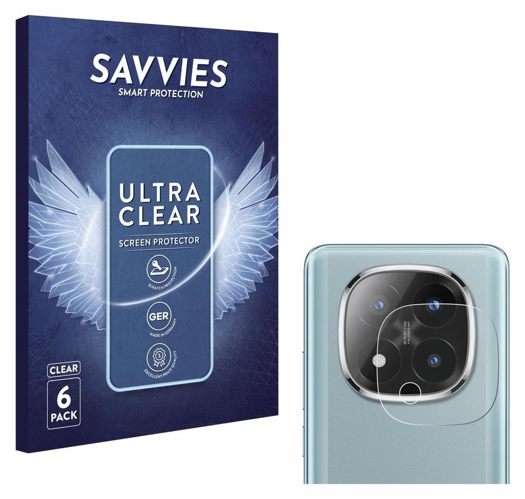A product shot showing the packaging for a screen protector and a close-up of the screen protector applied to a phone camera lens.