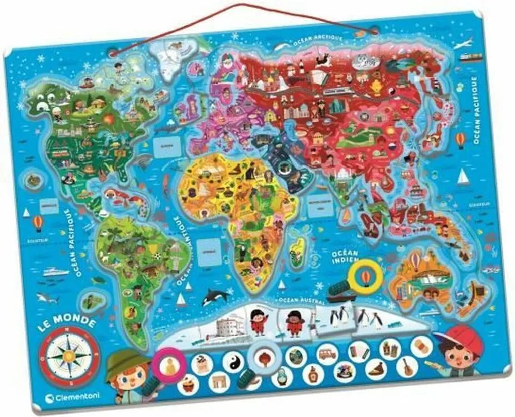 Puzzle Clementoni Mappemonde Magnétique 110 Pièces avec Pièces Aimantées