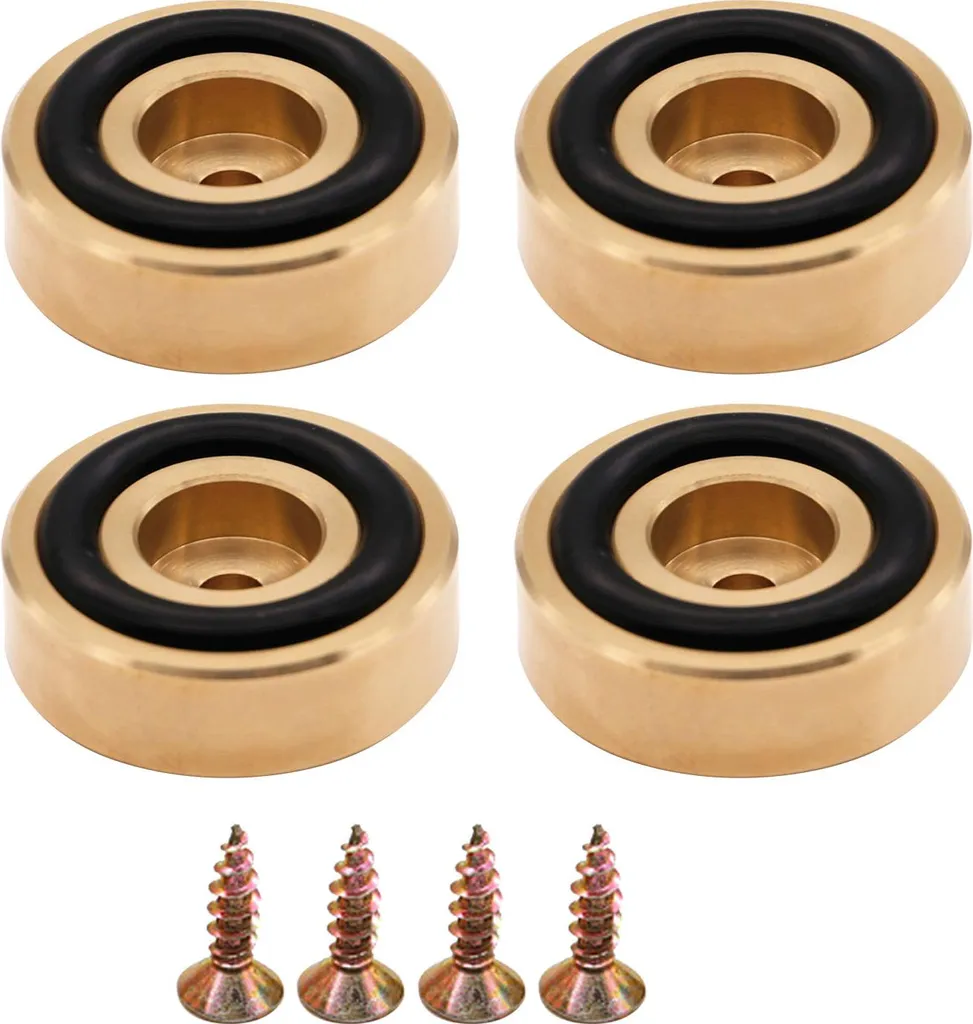 4 piedini in ottone per taglieri con set di viti antiscivolo in gomma, cuscinetti isolanti fonoassorbenti per cucina, amplificatori Hi-Fi, DAC