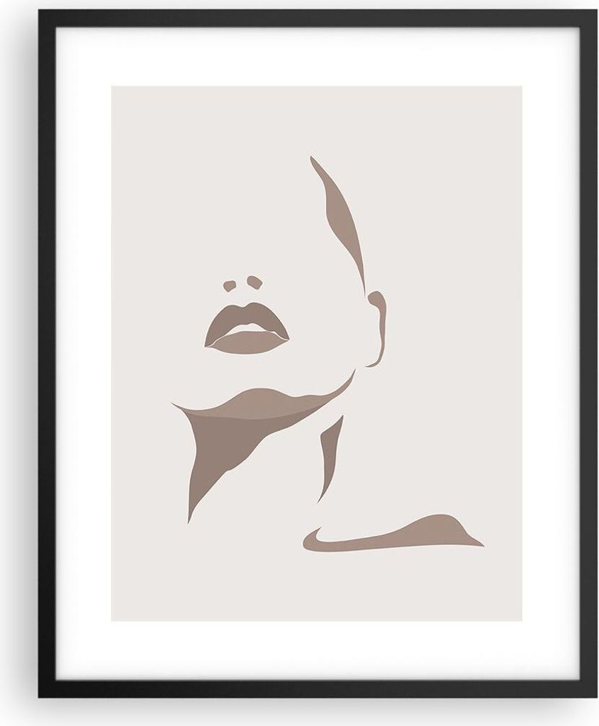Gerahmtes Poster - Schwarzer Rahmen - Boho Frau Mund - 40x50 cm - Wand Bild - Wanddeko - Wandbilder - Kunstposter - Wandposter - Bilderrahmen - Bil...
