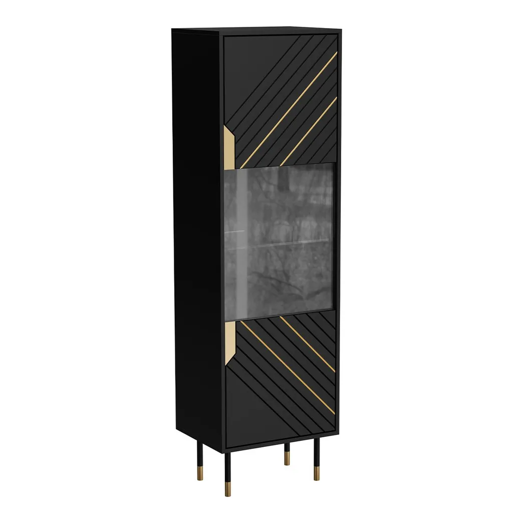 Vitrine étroite SACUL noir et or : la solution pour petits espaces - 2
