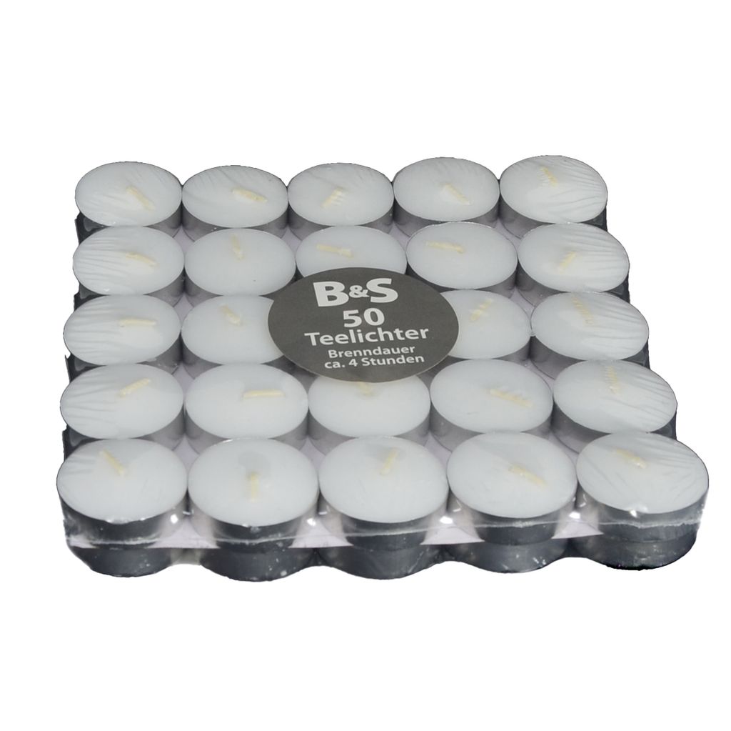 50 Teelichter | H 1,7 x Ø 3,7 cm | weiß | 4 Stunden