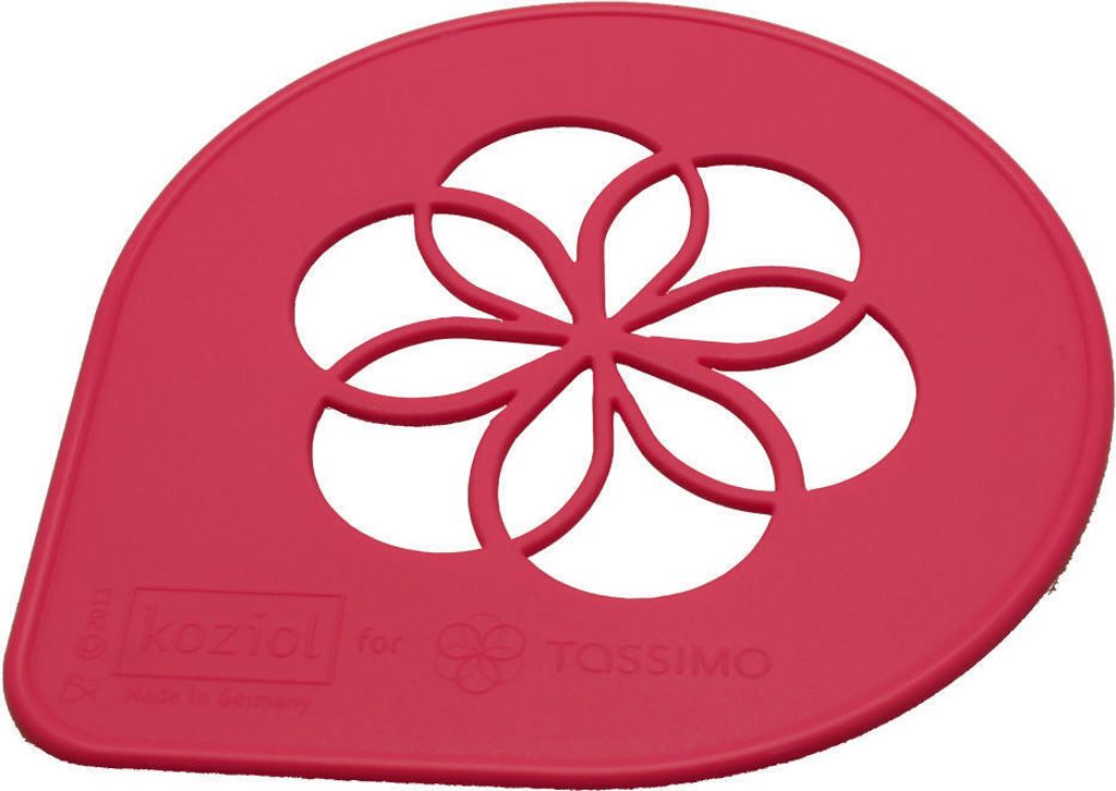 Tassimo Koziol Schablone, Logo, Deko, Blume, Motiv für Kaffee, Pink, Ø 9.5 cm