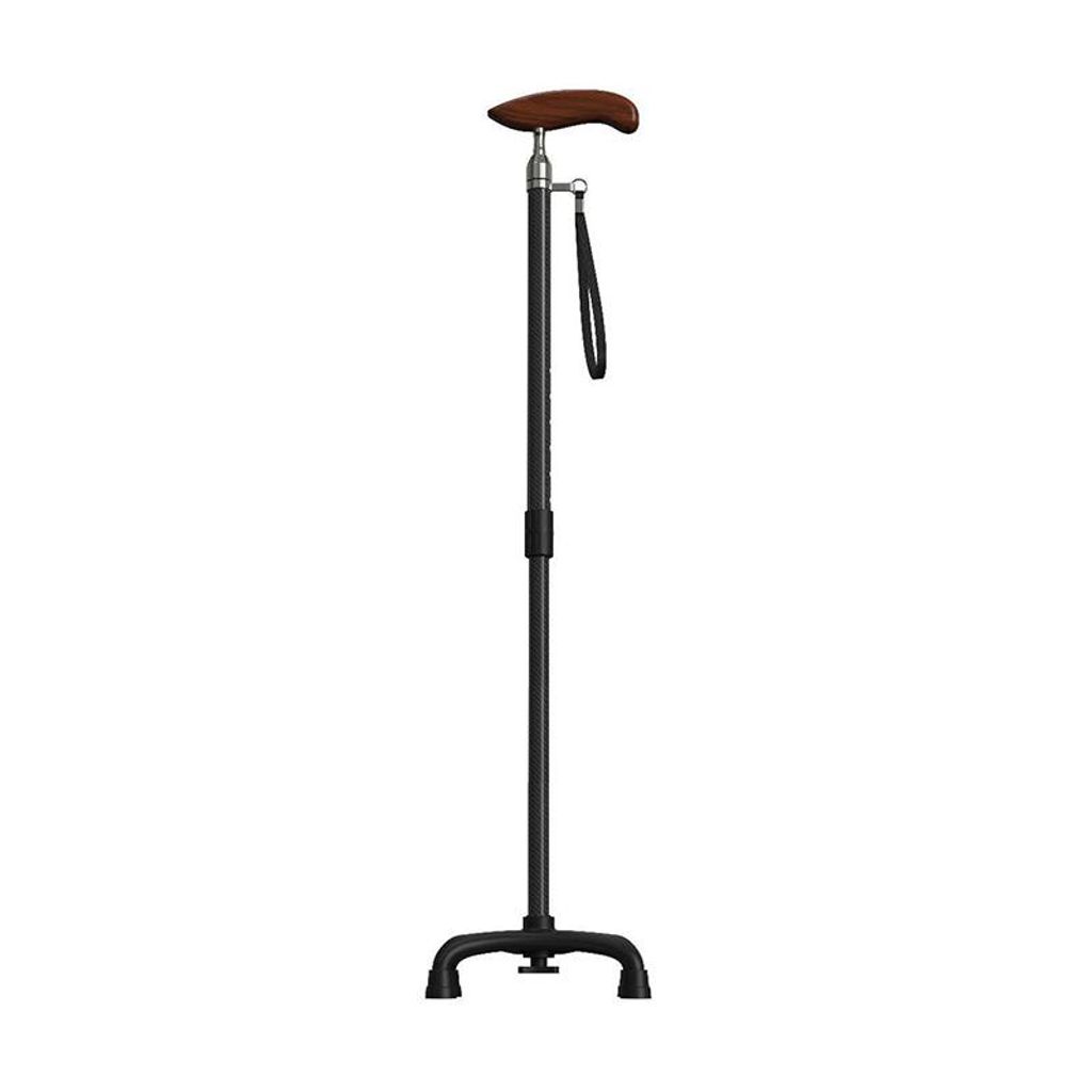 Leichter, verstellbarer Carbon-Gehstock, ergonomischer Handgriff, Seniorengehhilfe, Carbon-Doppelrohr + Einzelfuß + Große Basis+Kleine Basis