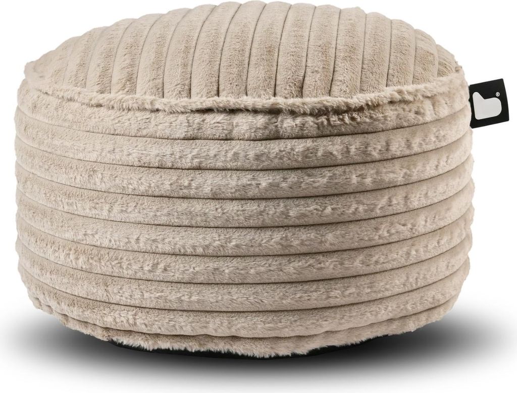 Extreme Lounging - b-poufe cord - Hocker rund - innen - weicher und bequemer Stoff 60x40cm - Natur