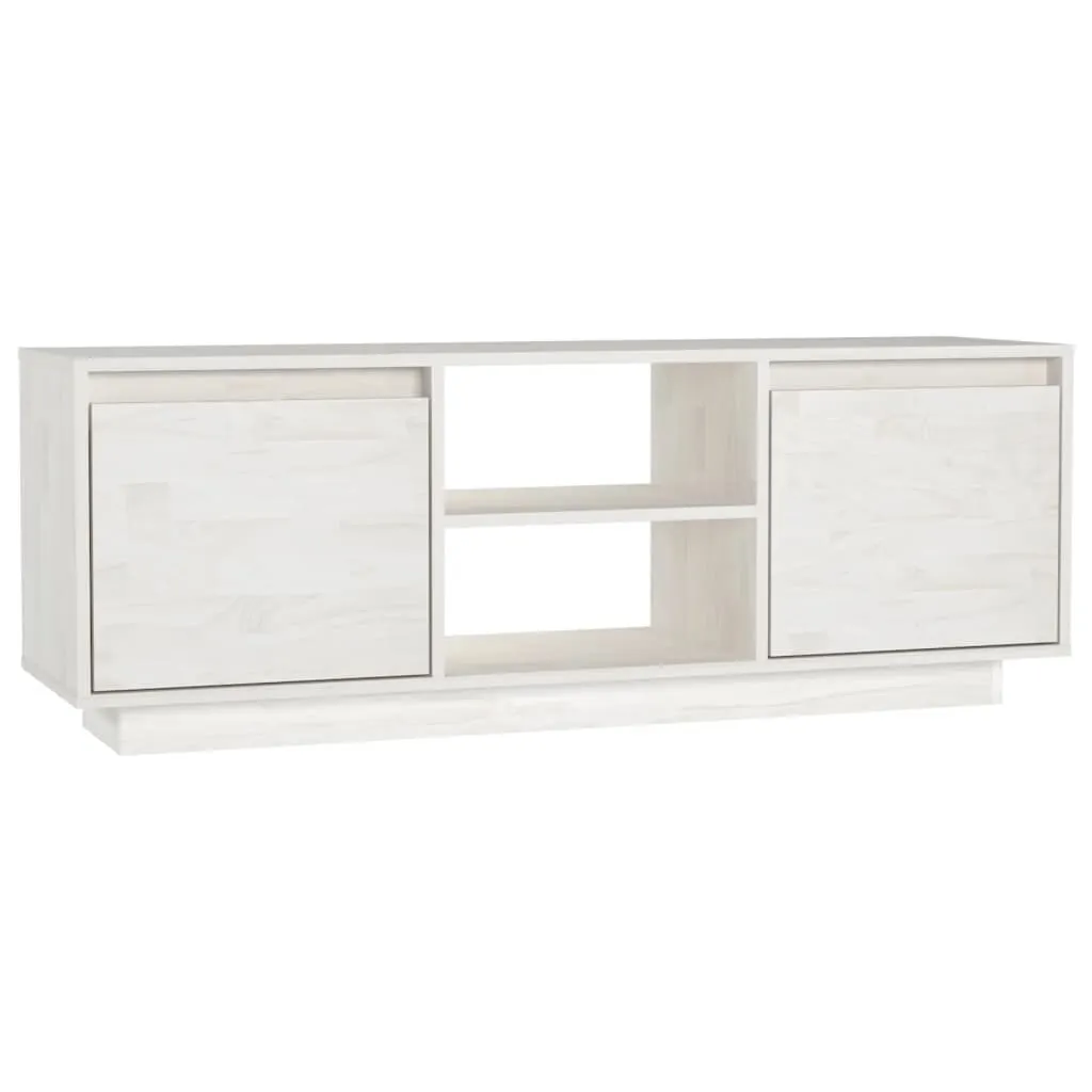 Mobile Porta TV Scandinavo 110cm Bianco | Legno Massello di Pino Naturale