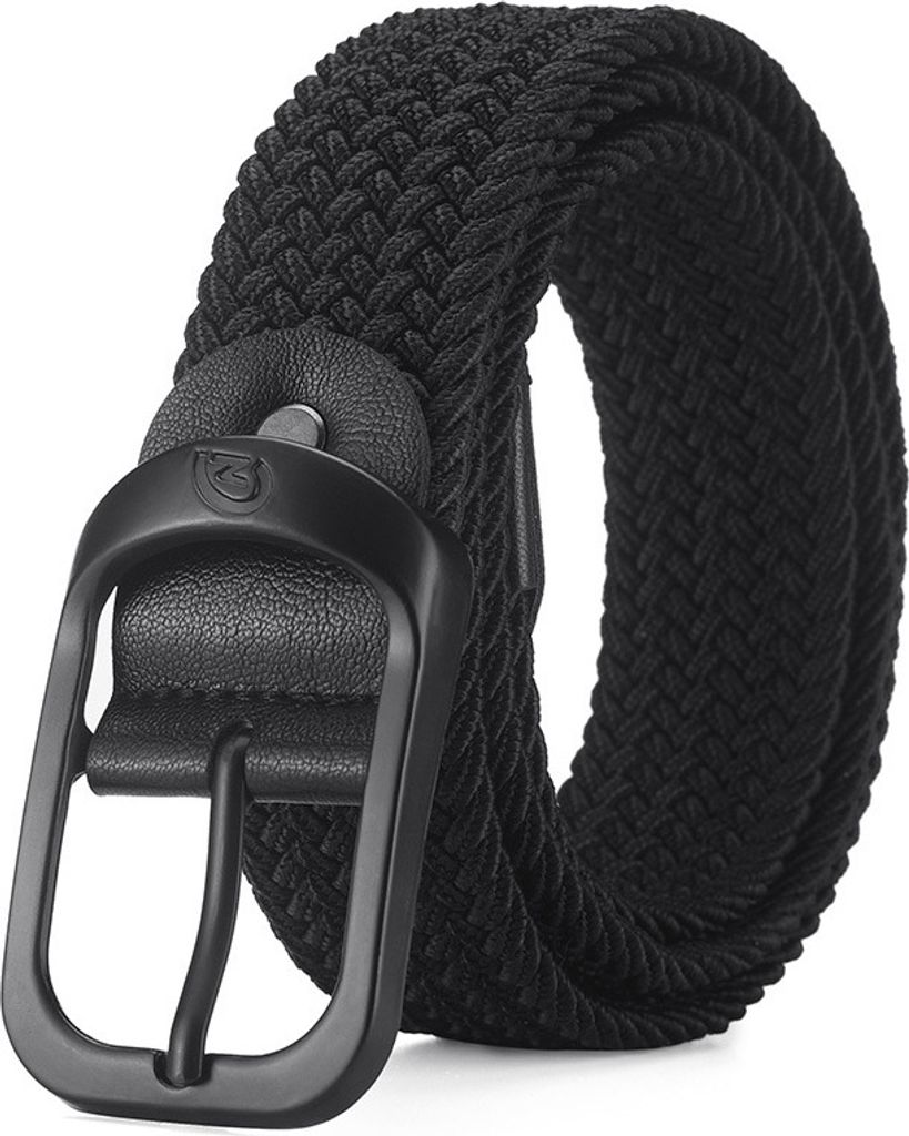 INF Herren Elastischer Gewebter Gürtel - 110 cm Verstellbarer Canvasgürtel mit Schnalle Schwarz