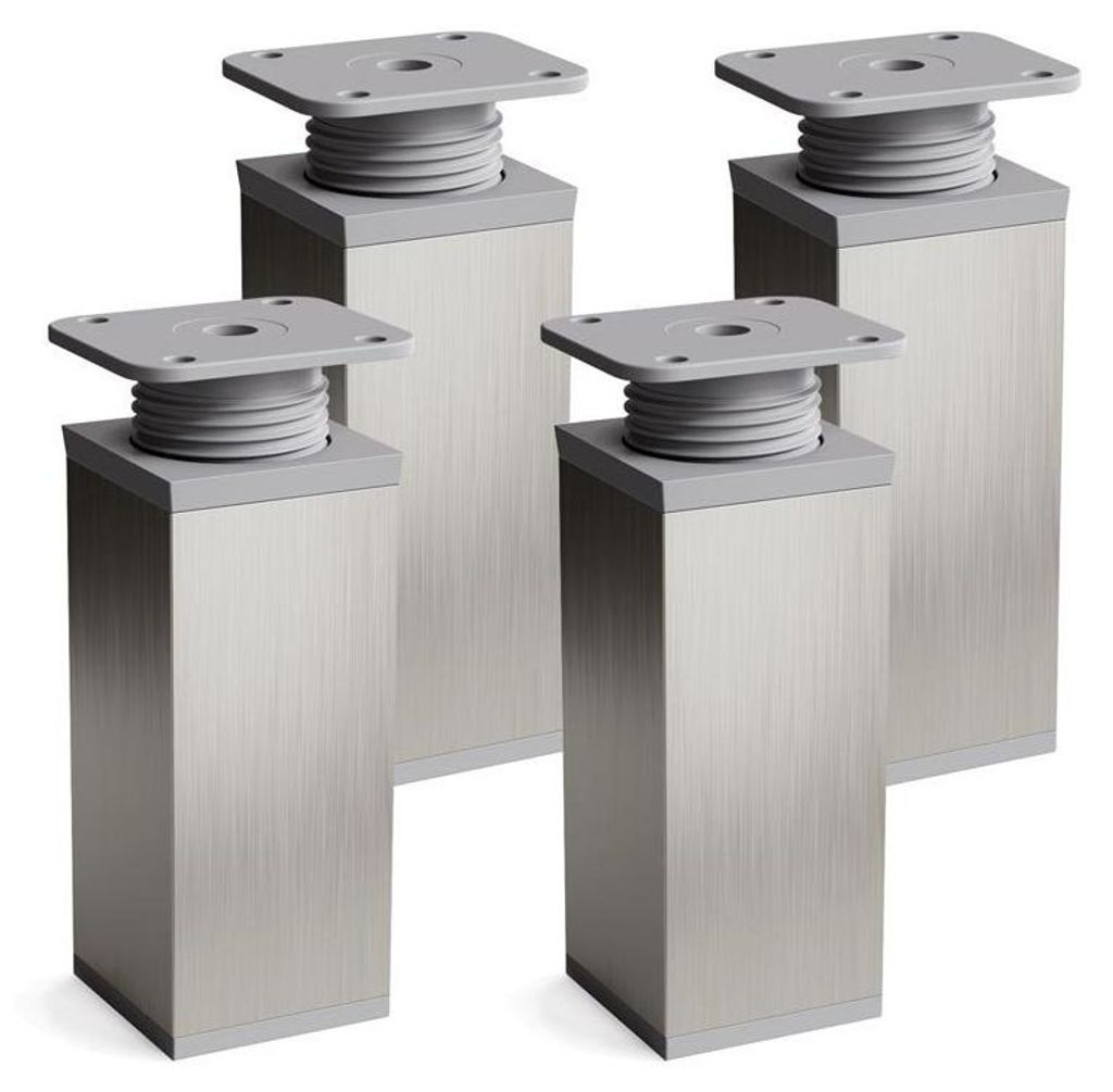 4er Set sossai moderne Möbelfüße in Inox/Grau 60mm Produktbild 