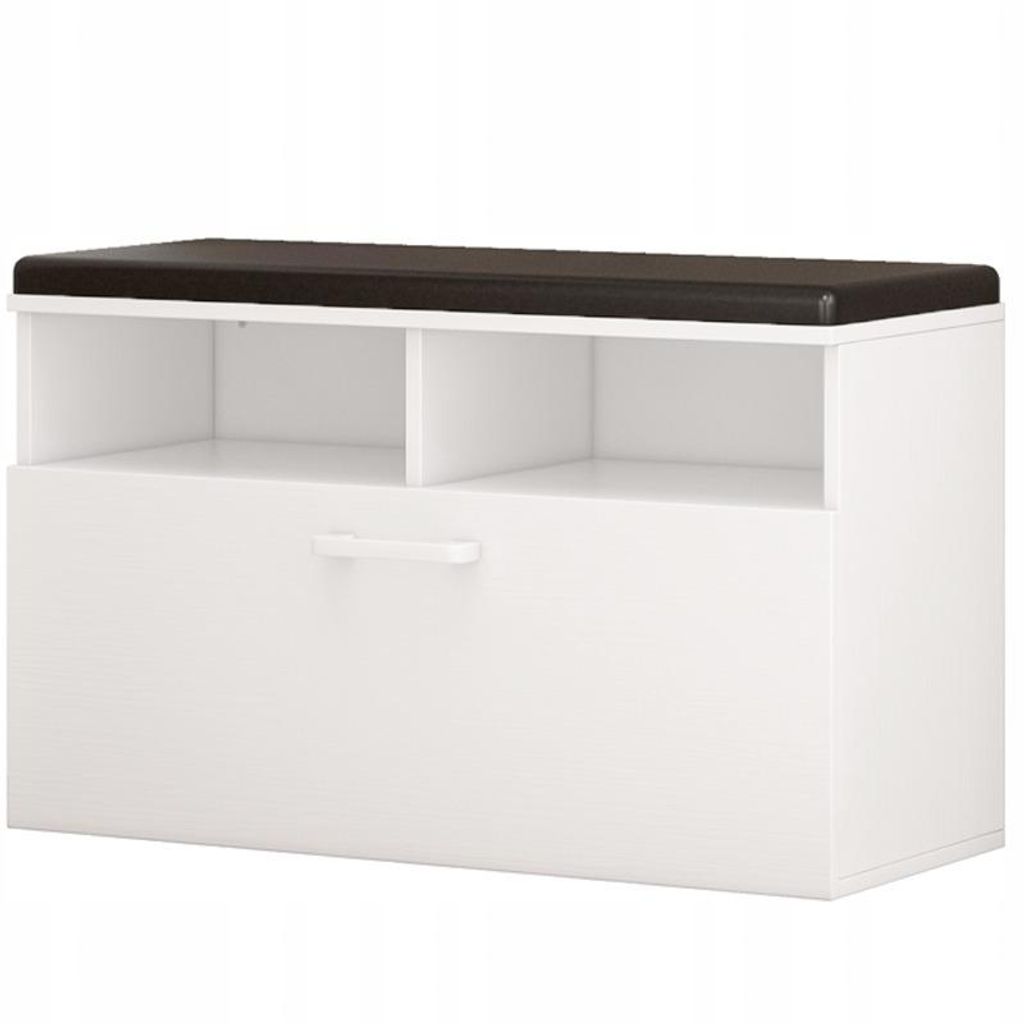 Rangement pour chaussures blanc avec siège et espace de Image du produit 