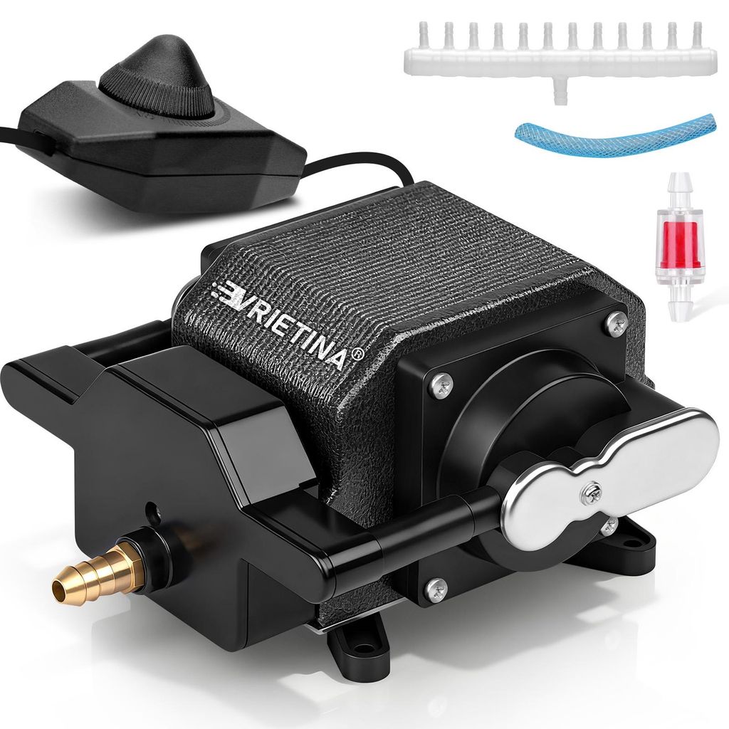 Aquarium Luftpumpe mit 40W Dual-Kanal-Kupfermotor Aluminiumgehäuse 12 Ausgänge Luftmenge Regelbar Bis 80L/Min Teichbelüfter Für Großen Aquarie...